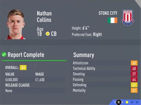 Nathan Collins FIFA 20 .